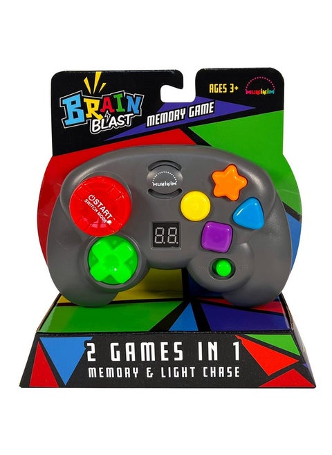 Brain Blast Memory & Light Chase 2 Games In 1. Exciting & Unique Electronic Handheld Game For Kids Ages 3+. Challenge Yourself To Repeat The Patterns & Advance To Higher Levels