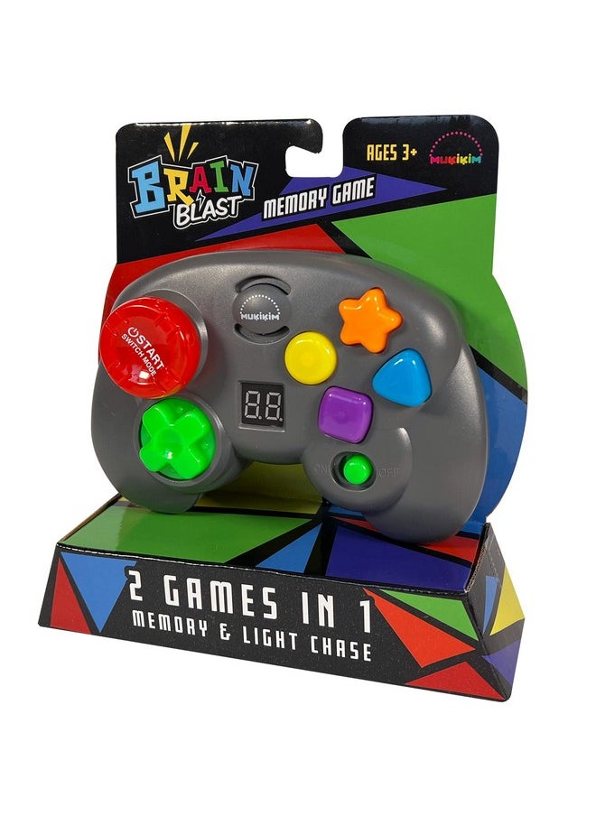 MukikiM - Brain Blast Memory & Light Chase 2 Games In 1. Exciting & Unique Electronic Handheld Game For Kids Ages 3+. Challenge Yourself To Repeat The Patterns & Advance To Higher Levels - Image 1