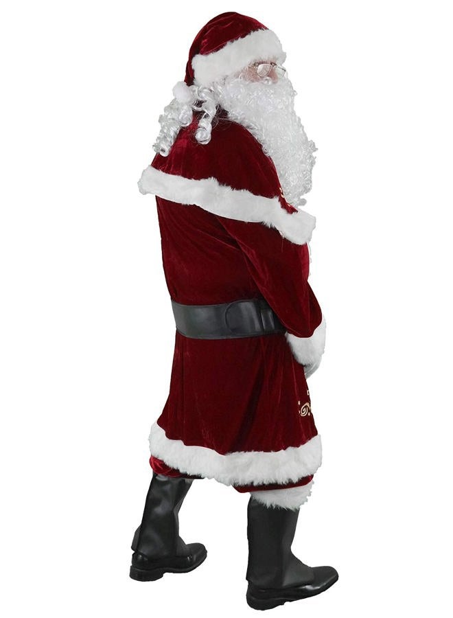 Halfjuly Men's Santa Costume Set Christmas 12pcs Deluxe Velvet Adult Santa Claus Suit, Red, XXL - Image 3