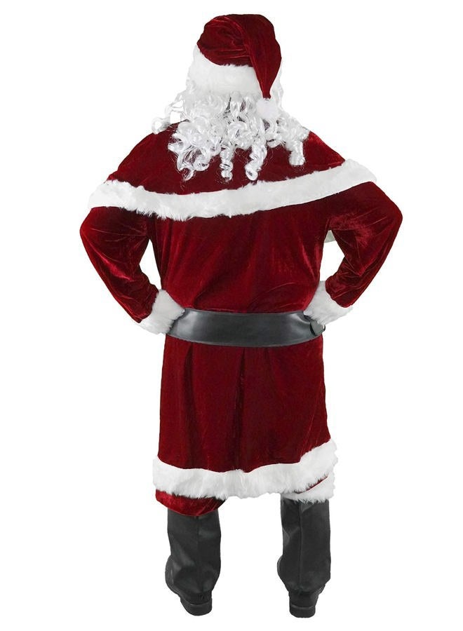 Halfjuly Men's Santa Costume Set Christmas 12pcs Deluxe Velvet Adult Santa Claus Suit, Red, XXL - Image 2