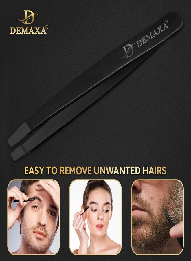 DEMAXA 5" Professional Mustache Scissors Beard Scissors for Men with Fine tip Tweezers 1 Mustache Comb 1 Beard Comb & Pouch – Beard Trimming kit & Mustache Kit (Black Shears With Tweezer) - Image 3