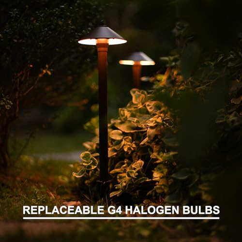 GOODSMANN Landscape Lighting Outdoor Low Voltage Landscape Lighting Kits 8PK Pathway Lights Wired 10W 25 Lumen 2700K Warm White Metal 12V Bronze Electric Sidewalk Walkway Lights with Cable Connectors - Image 4