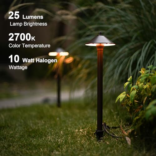GOODSMANN Landscape Lighting Outdoor Low Voltage Landscape Lighting Kits 8PK Pathway Lights Wired 10W 25 Lumen 2700K Warm White Metal 12V Bronze Electric Sidewalk Walkway Lights with Cable Connectors - Image 2