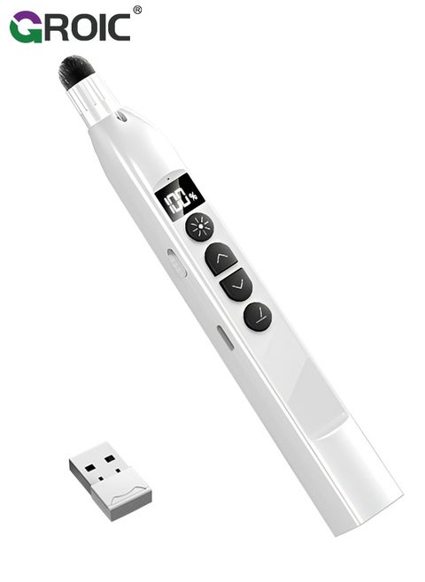 4 In 1 Presentation Clicker, Retractable Pointer Touch Writing Pen Wireless Presenter 200M Remote Control Digital Display, Wireless Presenter Remote for Powerpoint Computer Laptop Mac