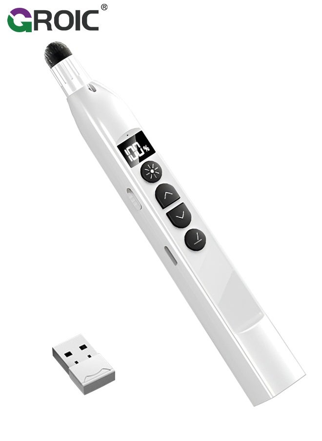GROIC 4 In 1 Presentation Clicker, Retractable Pointer Touch Writing Pen Wireless Presenter 200M Remote Control Digital Display, Wireless Presenter Remote for Powerpoint Computer Laptop Mac  - Image 1