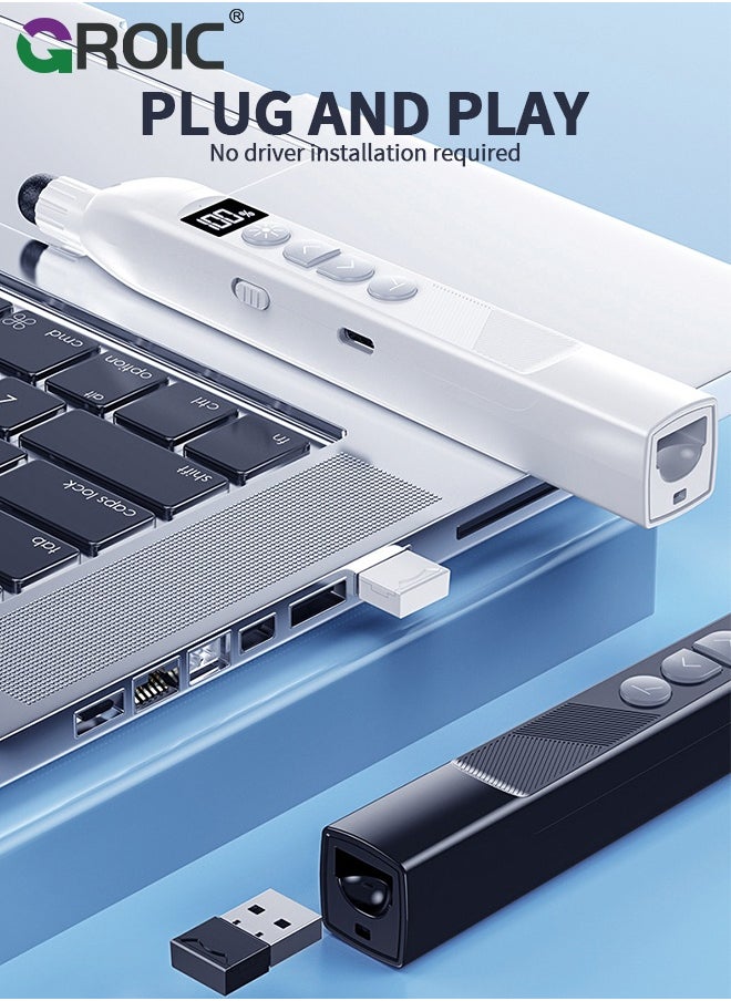 GROIC 4 In 1 Presentation Clicker, Retractable Pointer Touch Writing Pen Wireless Presenter 200M Remote Control Digital Display, Wireless Presenter Remote for Powerpoint Computer Laptop Mac  - Image 3