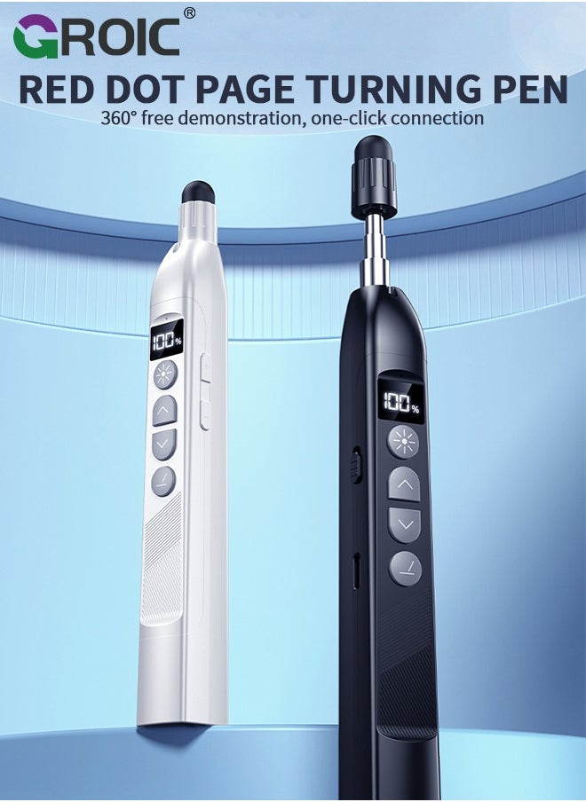 GROIC 4 In 1 Presentation Clicker, Retractable Pointer Touch Writing Pen Wireless Presenter 200M Remote Control Digital Display, Wireless Presenter Remote for Powerpoint Computer Laptop Mac  - Image 2