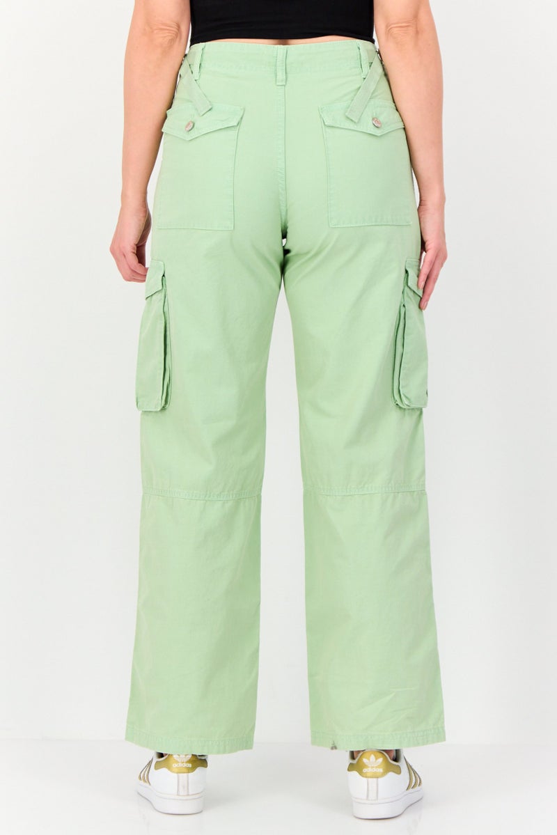 Don't Call Me Jennyfer Women Regular Fit High Rise Solid Cargo Pants, Mint Green - Image 2