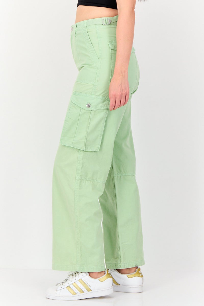 Don't Call Me Jennyfer Women Regular Fit High Rise Solid Cargo Pants, Mint Green - Image 4