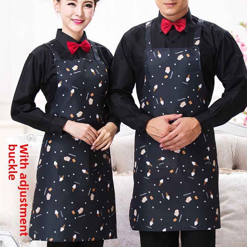 Half-Length Chef Apron for Cafe [Ice Cream with Card] Hanging Neck [Ice Cream with Card] Hanging Neck