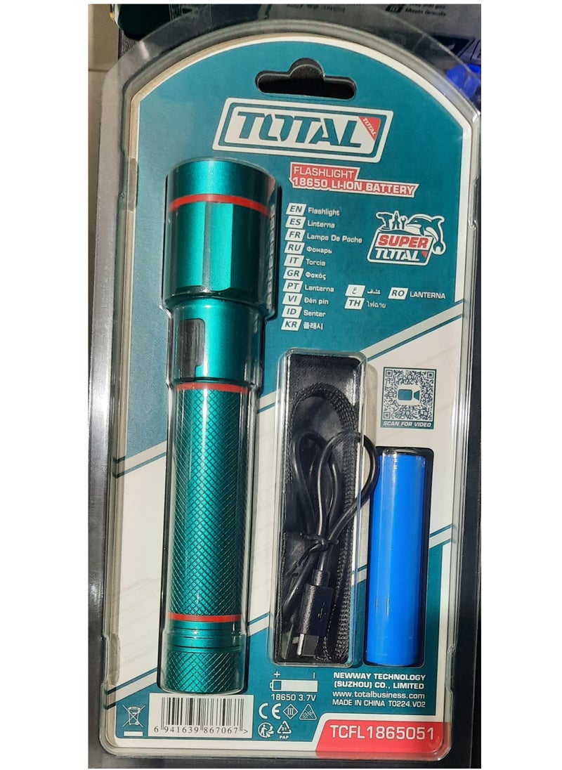 TOTAL Super Total Rechargeable Handheld Flashlight – 2000mah/18650 Li-ion Battery USB LED Torch Light, High Power with 5 Switches for Camping, Hiking & Emergency  - Image 2