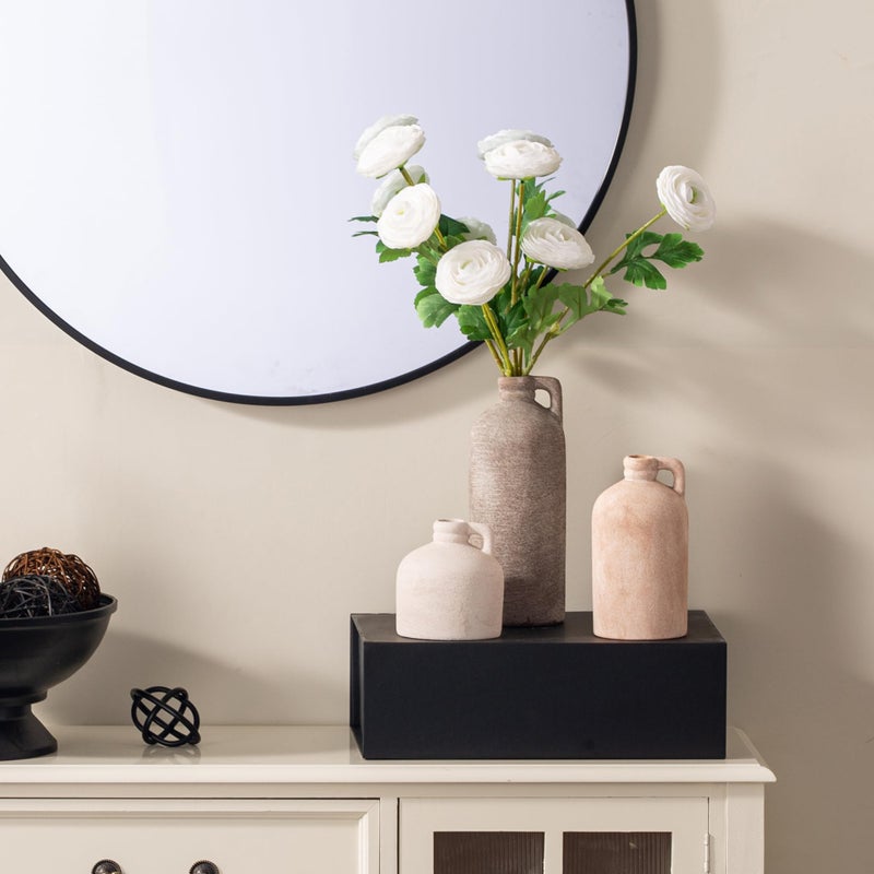Vanselia Ceramic Vase Home Table Decor - Flower Vase Set of 3 Living Room Kitchen Decorations Farmhouse Modern Rustic Vases Decorative Centerpiece for Shelf Bedroom Office Bathroom Dining Coffee Desk - Image 5