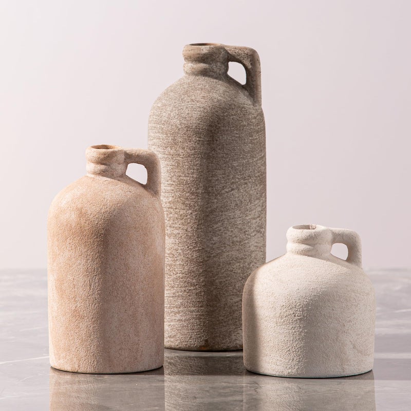 Vanselia Ceramic Vase Home Table Decor - Flower Vase Set of 3 Living Room Kitchen Decorations Farmhouse Modern Rustic Vases Decorative Centerpiece for Shelf Bedroom Office Bathroom Dining Coffee Desk - Image 1