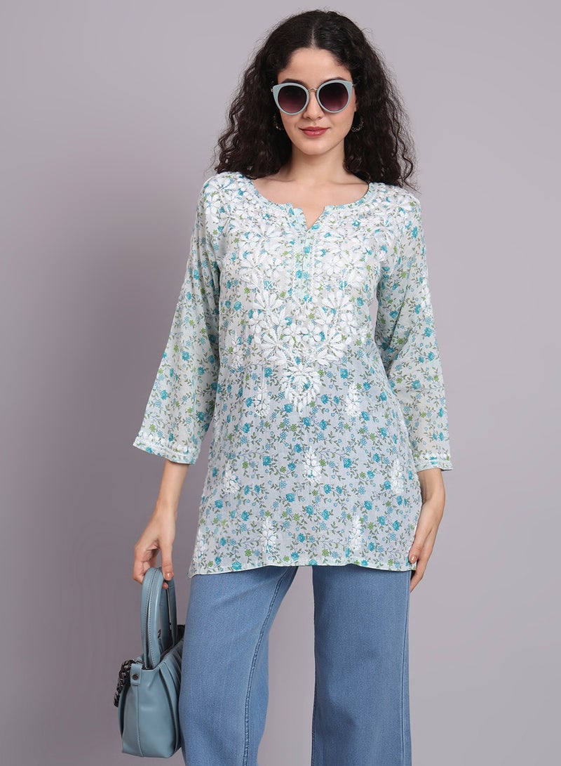 الايا كرتي مطرزة يدوياً بالقطن شيكانكاري - Image 1