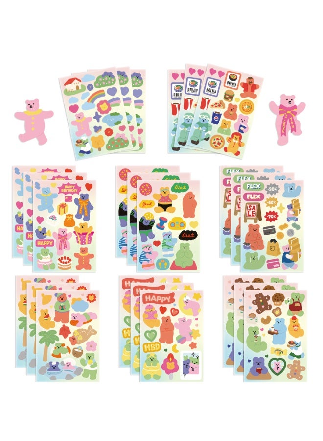 NIBEMINENT 8 Pcs Cartoon Jelly Bear Series Deco Kit Waterproof Stickers, High Definition Printing Bright Colors, Suitable for Laptop Skateboard Luggage Water Bottle Guitar DIY - Image 1
