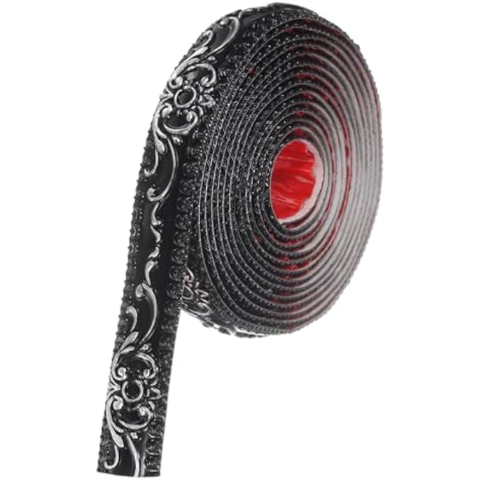 FLEXIBLE WALL TRIM 1.4" 16.4 FEET SELF ADHESIVE DIY PEEL AND STICK WALL MOLDING TRIM FLEXIBLE CAULK STRIP FOR CEILING CABINET MIRROR HOME DECOR, BLACK SILVER - Image 1