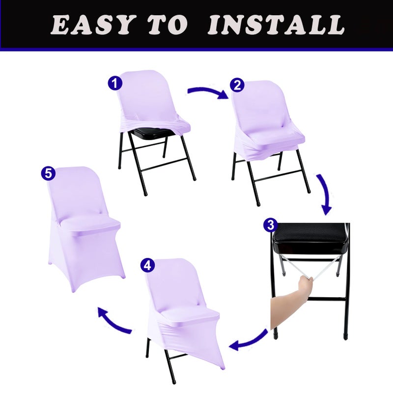 eccwai 12 PCS Waterproof Stretch Spandex Folding Chair Covers  Dining Room Chair Slipcovers Protector for Wedding  Banquet  Party  Holidays  Celebration and Decoration(Lavender) - Image 5