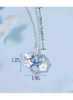 Home Clearance Sale 1pc, Elegant & Simply Style, Silvery Heart Shape With Butterfly And Flower Pendant Necklace, Inlaid Shiny Faux Diamond Necklace For Daily Wear & Party, Perfect Gift For Ladies  - Image 3