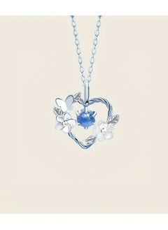 Home Clearance Sale 1pc, Elegant & Simply Style, Silvery Heart Shape With Butterfly And Flower Pendant Necklace, Inlaid Shiny Faux Diamond Necklace For Daily Wear & Party, Perfect Gift For Ladies  - Image 4
