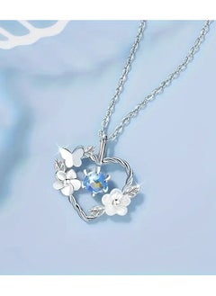 Home Clearance Sale 1pc, Elegant & Simply Style, Silvery Heart Shape With Butterfly And Flower Pendant Necklace, Inlaid Shiny Faux Diamond Necklace For Daily Wear & Party, Perfect Gift For Ladies  - Image 5