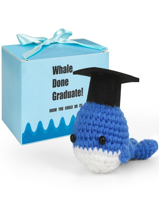 JULEASEL Graduation Whale Keepsake with Gift Box, Crochet Whale Figurine Wearing Graduation Cap,“Whale Done” Themed Decor for High School College Graduates - Image 1