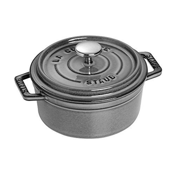 Staub Cast Iron 0.5-qt Round Cocotte - Graphite Grey, Made in France