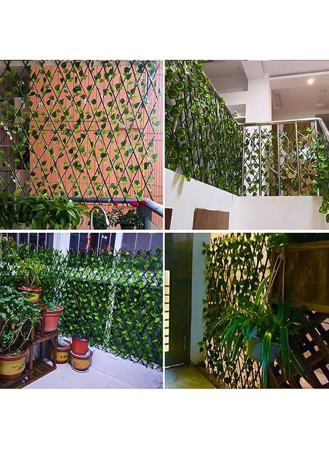 HOME TASTE Expandable Bamboo Garden Fence With Artificial Green Ivy Leaves Decorative Privacy Fence For Indoor And Outdoor Use Telescopic Simulation Fence With Faux Ivy (Green Fence)  - Image 2