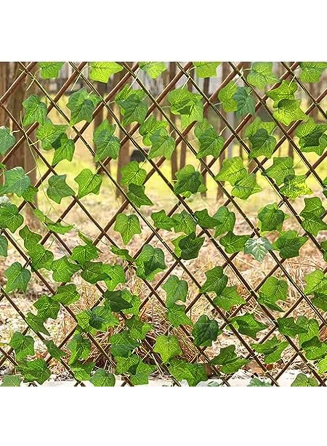 HOME TASTE Expandable Bamboo Garden Fence With Artificial Green Ivy Leaves Decorative Privacy Fence For Indoor And Outdoor Use Telescopic Simulation Fence With Faux Ivy (Green Fence)  - Image 4