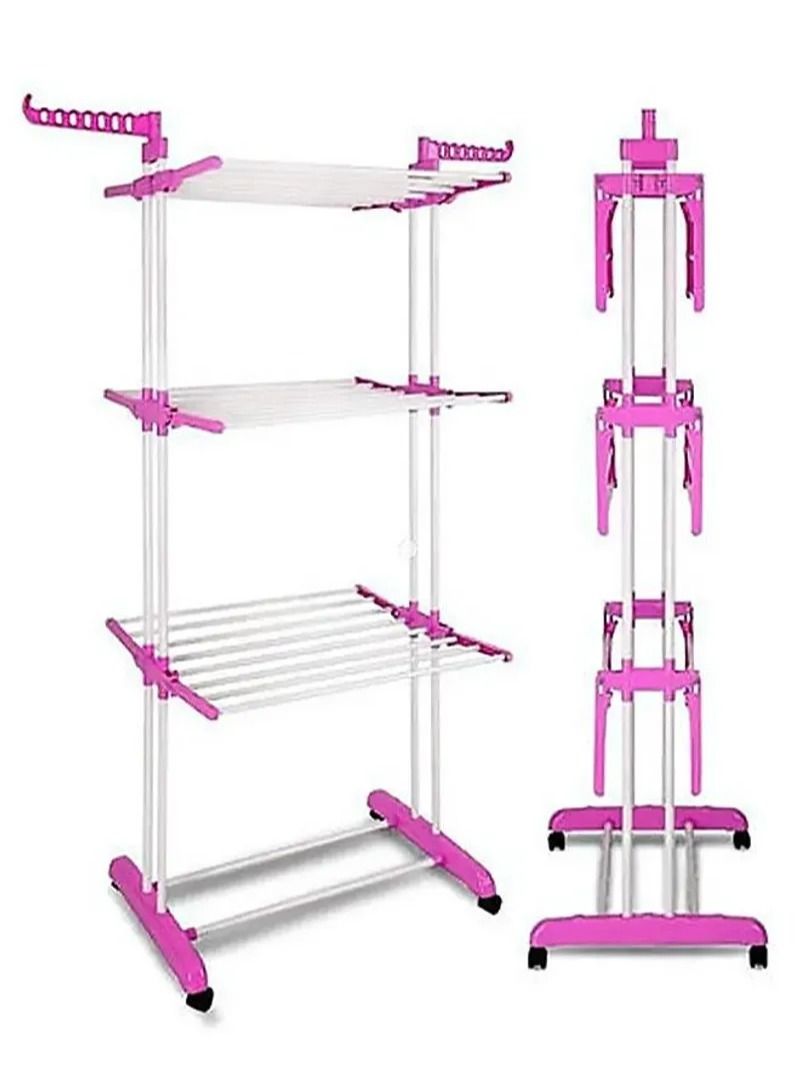 AGD Three-Level Clothes Drying Rack White/pink - Image 1