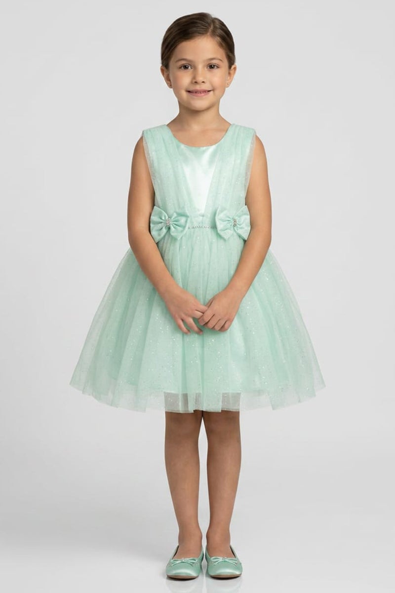 Lunamoon Kids Girl Textured Dress, Mint - Image 1