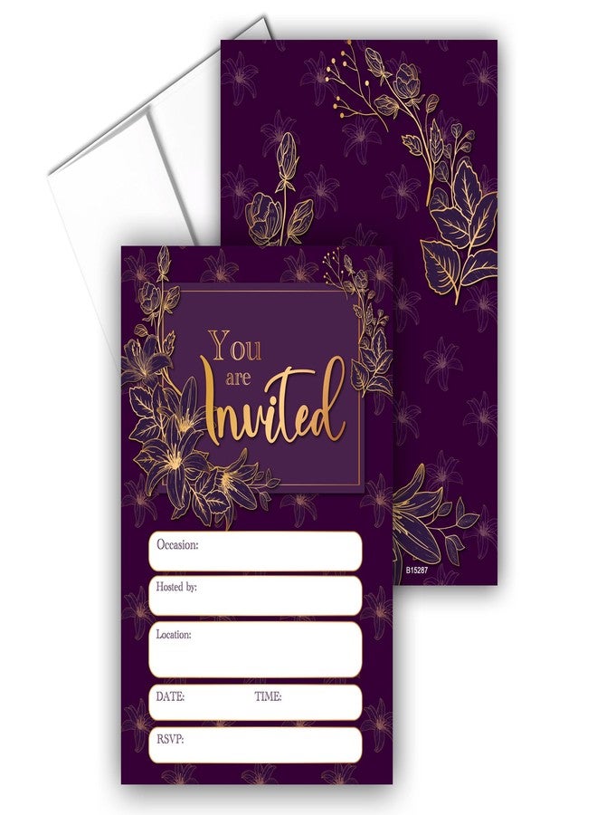 Stonehouse Collection Stone House Collection | Navy and Gold Fill-in Party Invitations | 25 Invites & Envelopes | Perfect for Weddings, Baby Showers, Rehearsal Dinners, and Birthdays | Elegant "You are Invited" Design - Image 1