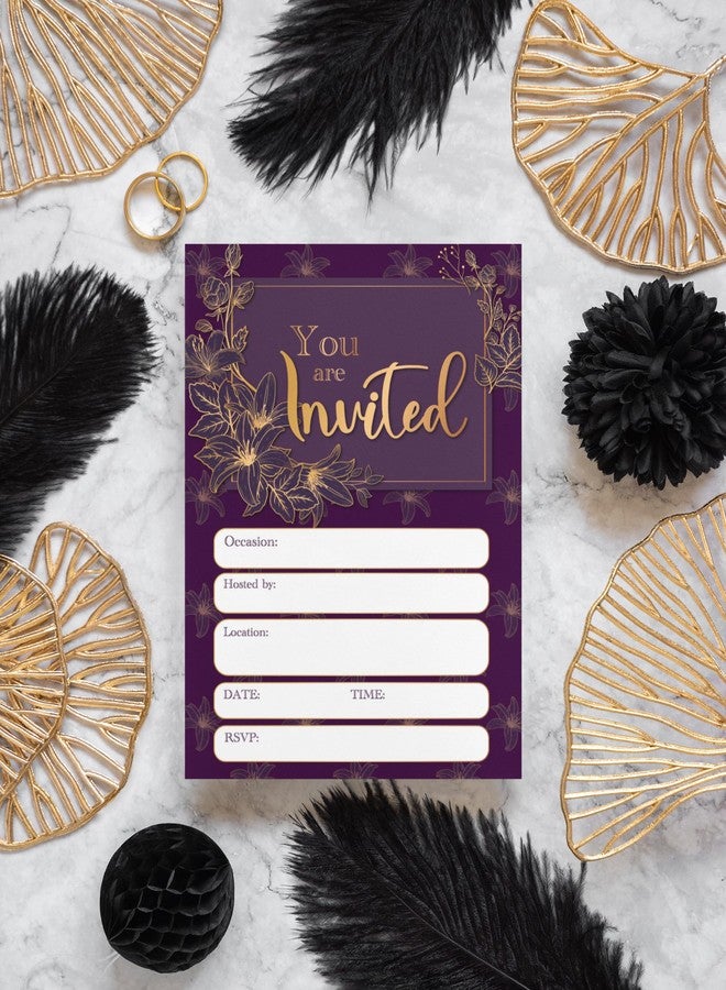 Stonehouse Collection Stone House Collection | Navy and Gold Fill-in Party Invitations | 25 Invites & Envelopes | Perfect for Weddings, Baby Showers, Rehearsal Dinners, and Birthdays | Elegant "You are Invited" Design - Image 4