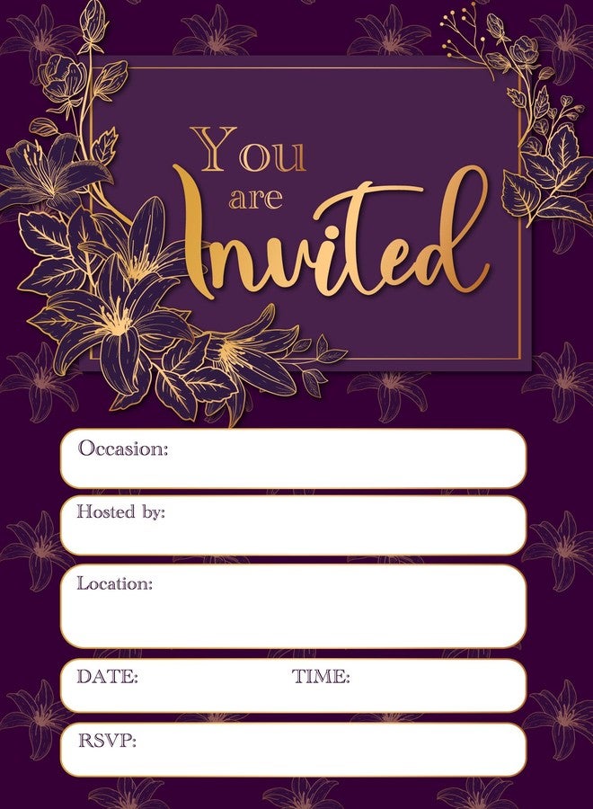 Stonehouse Collection Stone House Collection | Navy and Gold Fill-in Party Invitations | 25 Invites & Envelopes | Perfect for Weddings, Baby Showers, Rehearsal Dinners, and Birthdays | Elegant "You are Invited" Design - Image 2
