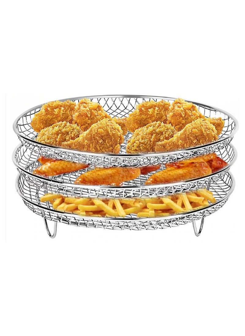 Generic 3-layers Air Fryer Rack Stainless Steel Stackable Grid Grilling Rack For Air Fryer Basket Tray Air Fryer Accessories  - Image 2