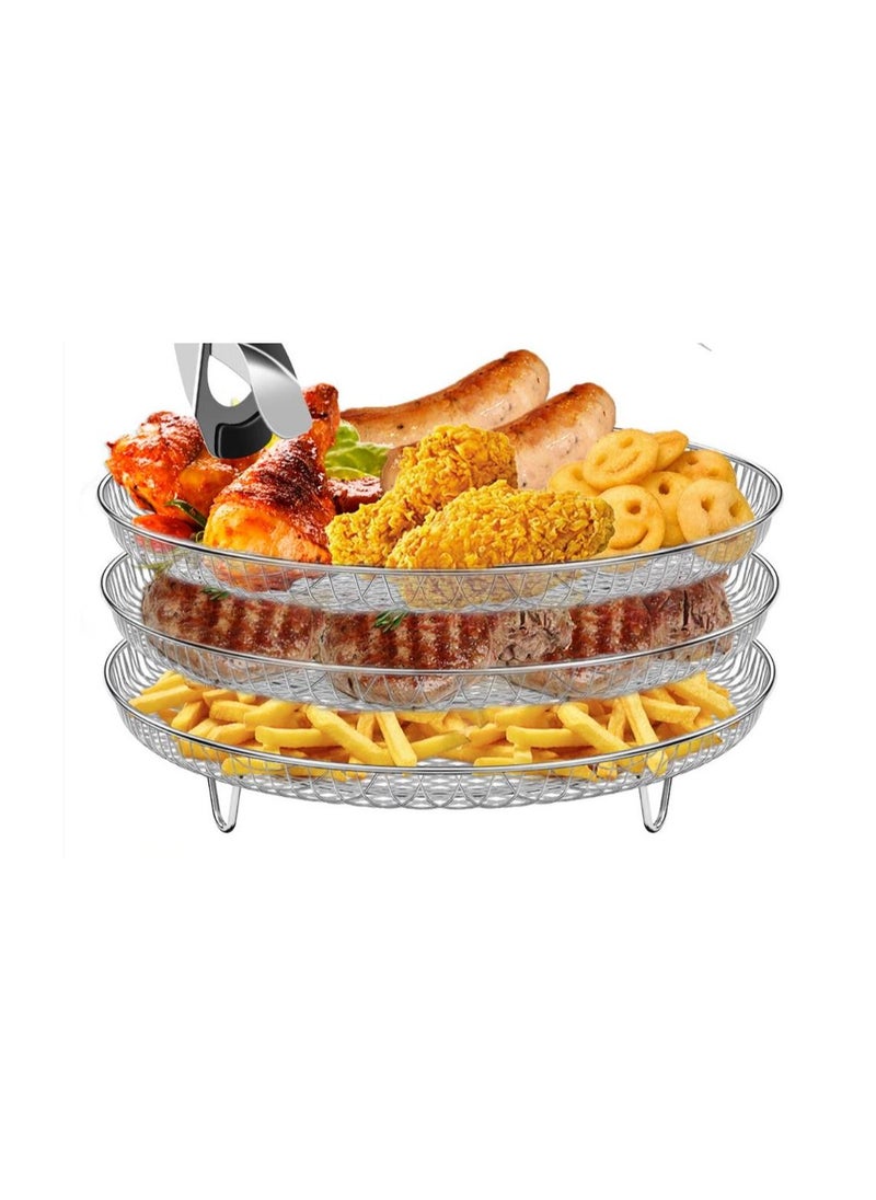 Generic 3-layers Air Fryer Rack Stainless Steel Stackable Grid Grilling Rack For Air Fryer Basket Tray Air Fryer Accessories  - Image 3