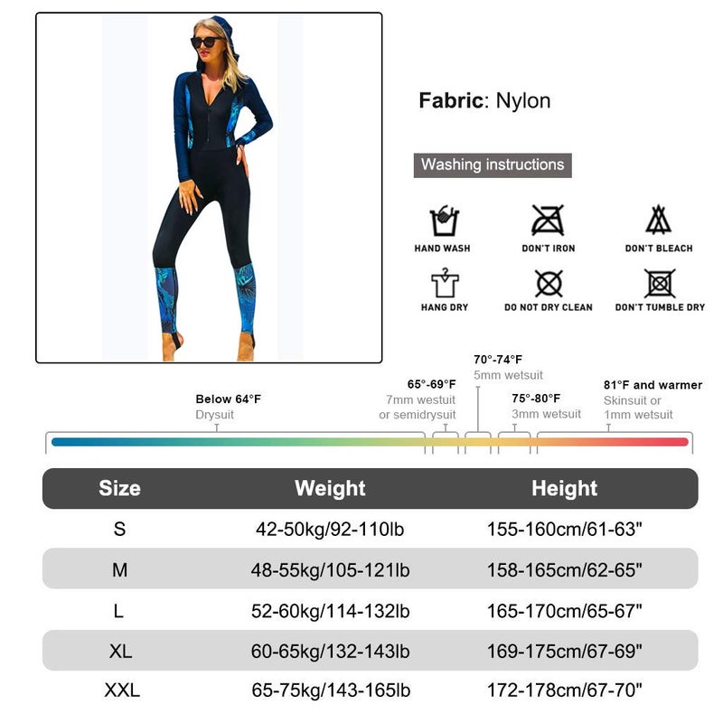 Skyone Full Body Scuba Rash Guard Dive Skin UV Swimwear Sport Skins for Men Women, Long Sleeve One Piece Nylon Front Zipper Diving Wetsuit for Surfing Swimming Snorkeling Canoeing - Image 5
