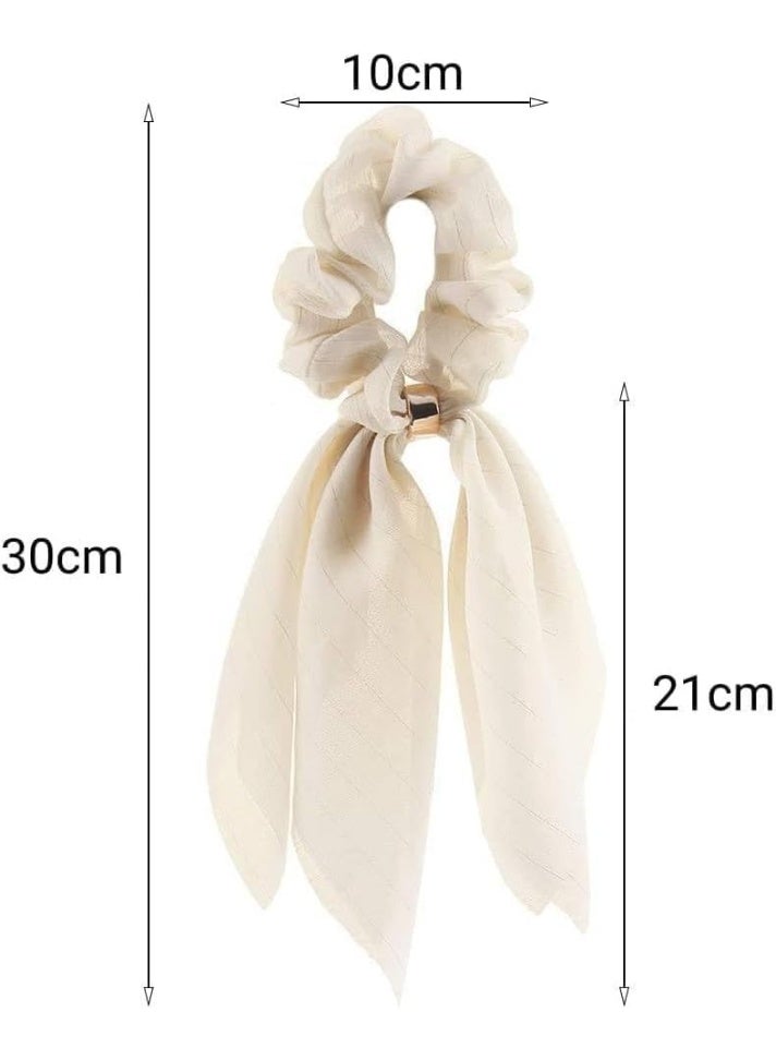 ChicAbode 6 Pcs Hair Scarf Scrunchies, Bow Scrunchies, Chiffon Scrunchie, Hair Bands, Soft Scarf Hair Ties, Bowknot Ponytail Holder, Bunny Ear Hair Ties, Elastic Hair Ribbons, for Women Girls - Image 2