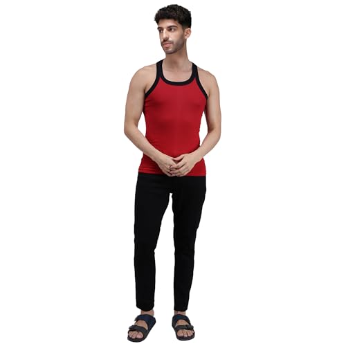 Amul Comfy Men’s Vest | 100% Pure Cotton Rib Fabric | U Neck Sleeveless Innerwear | Ultra Soft Hand Feel | Extremely Stretch Fit | Seamless Comfortable | Color May Vary | (Pack of 5) Multicolour - Image 5