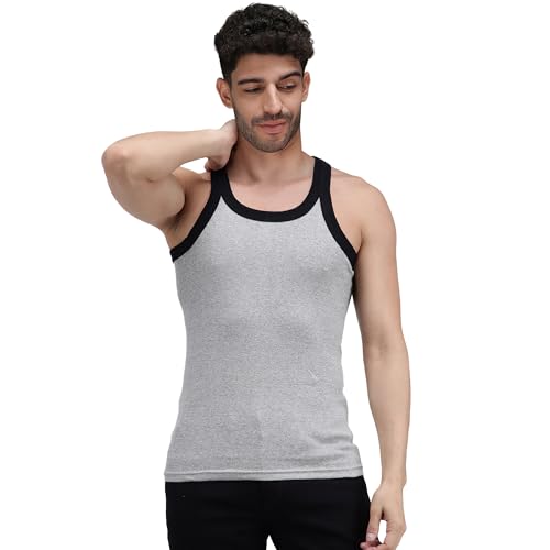 Amul Comfy Men’s Vest | 100% Pure Cotton Rib Fabric | U Neck Sleeveless Innerwear | Ultra Soft Hand Feel | Extremely Stretch Fit | Seamless Comfortable | Color May Vary | (Pack of 5) Multicolour - Image 3