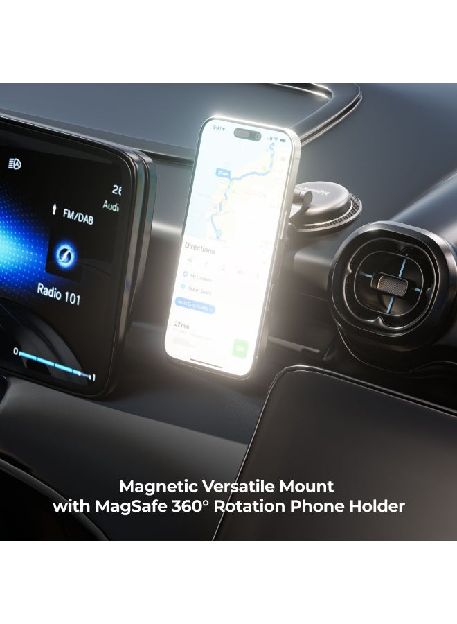 blupebble RoadMag Magnetic Phone Mount with MagSafe | 360° Rotating Car Dashboard & Desk Holder – Strong Magnetic Grip for iPhone 16/15/14/13 Series - Image 4