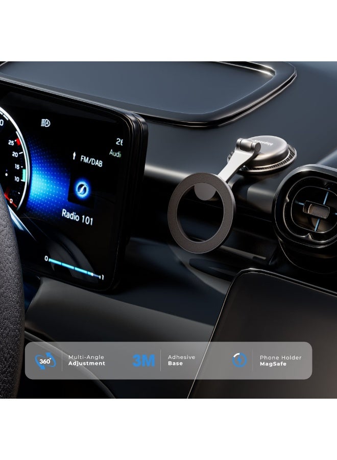 blupebble RoadMag Magnetic Phone Mount with MagSafe | 360° Rotating Car Dashboard & Desk Holder – Strong Magnetic Grip for iPhone 16/15/14/13 Series - Image 2