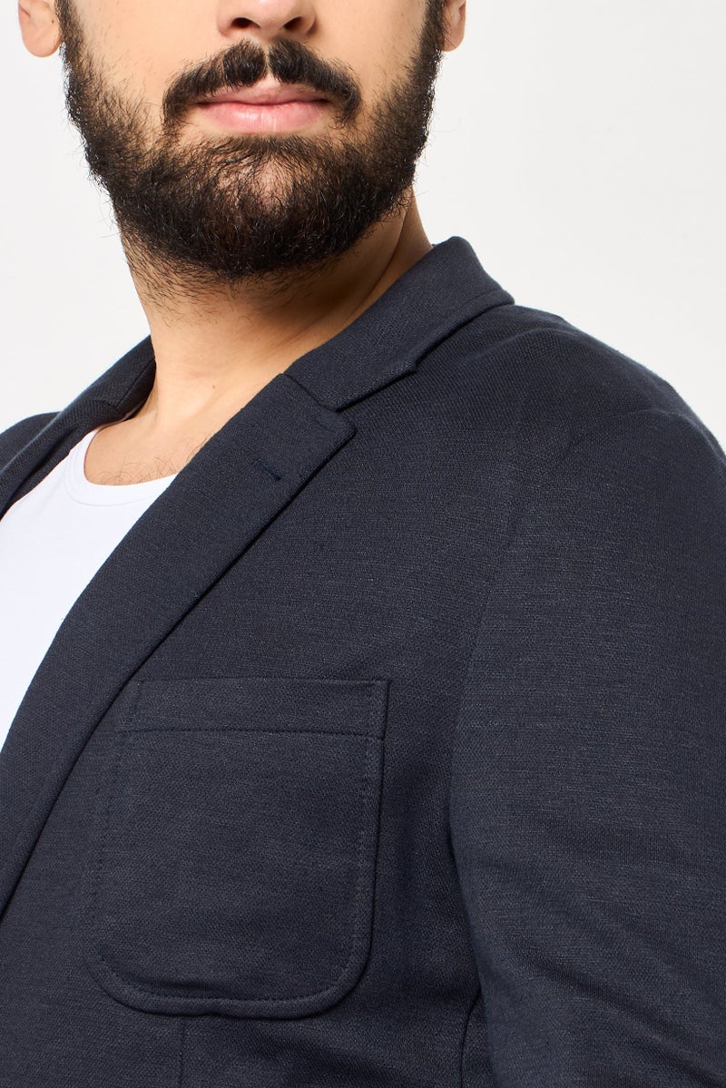 LACOSTE Men Regular Fit Plain Casual Blazer, Navy - Image 3