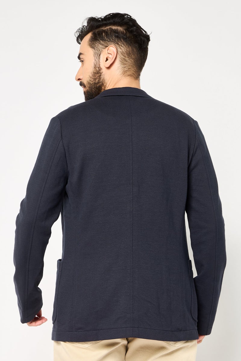 LACOSTE Men Regular Fit Plain Casual Blazer, Navy - Image 4