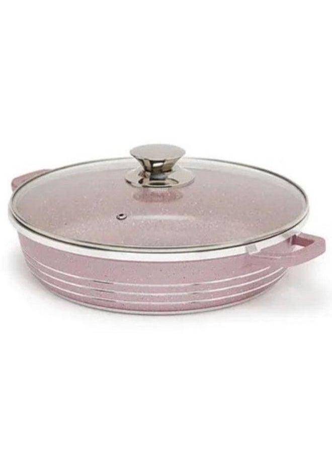 DESSINI DESSINI Ceramic Non Stick Shallow Cooking Pot With Glass Lid Purple - Image 1