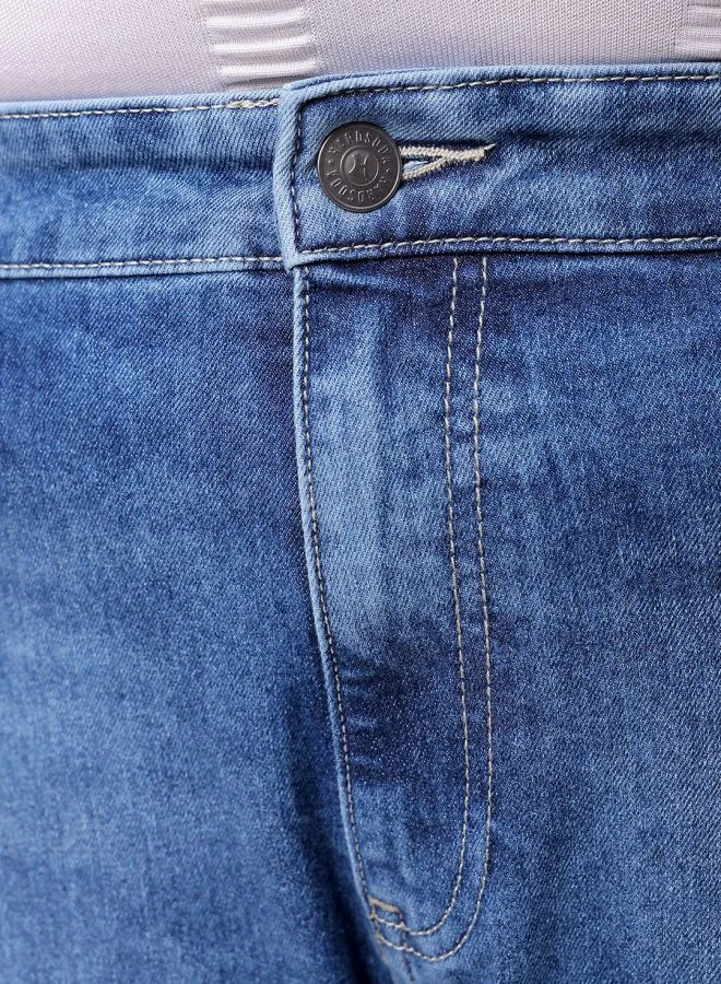 HARDSODA Men Plus Size Vintage Straight Fit Solid Mid-Rise Stretchable Jeans