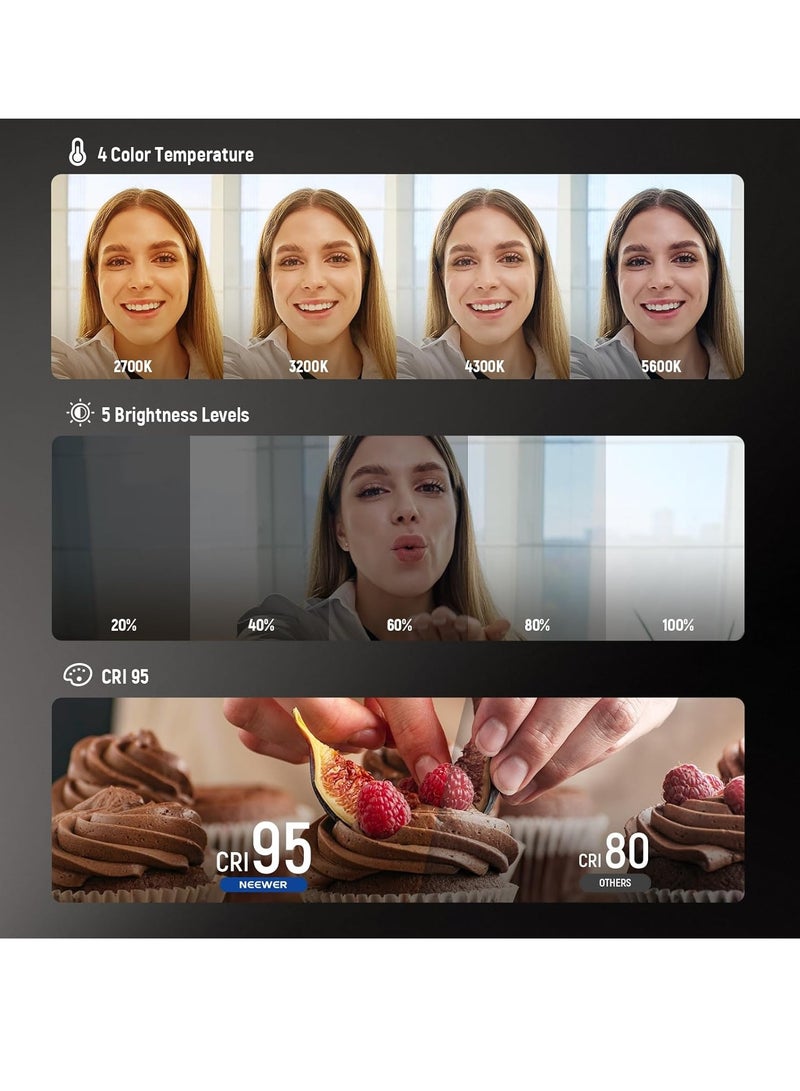 Magnetic Selfie Light, Folding LED Phone Fill Ring Lighting with Stand/Mirror for Zoom Makeup Photography Recording Video Conference  - Image 2