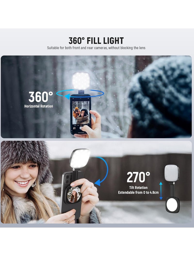 Magnetic Selfie Light, Folding LED Phone Fill Ring Lighting with Stand/Mirror for Zoom Makeup Photography Recording Video Conference  - Image 5