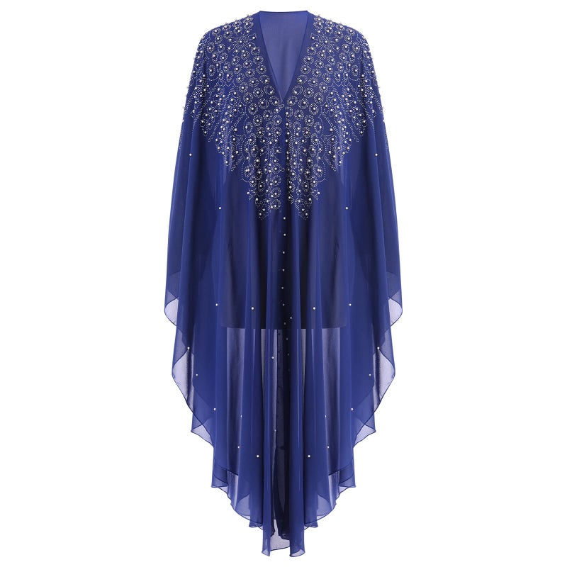 OBEEII Abayas for Women Muslim Abaya Long Sleeve Beaded Embroidery Maxi Dress Loose Full Cover Islamic Dubai Robe Kaftan Abayas BS06 One Size - Image 2