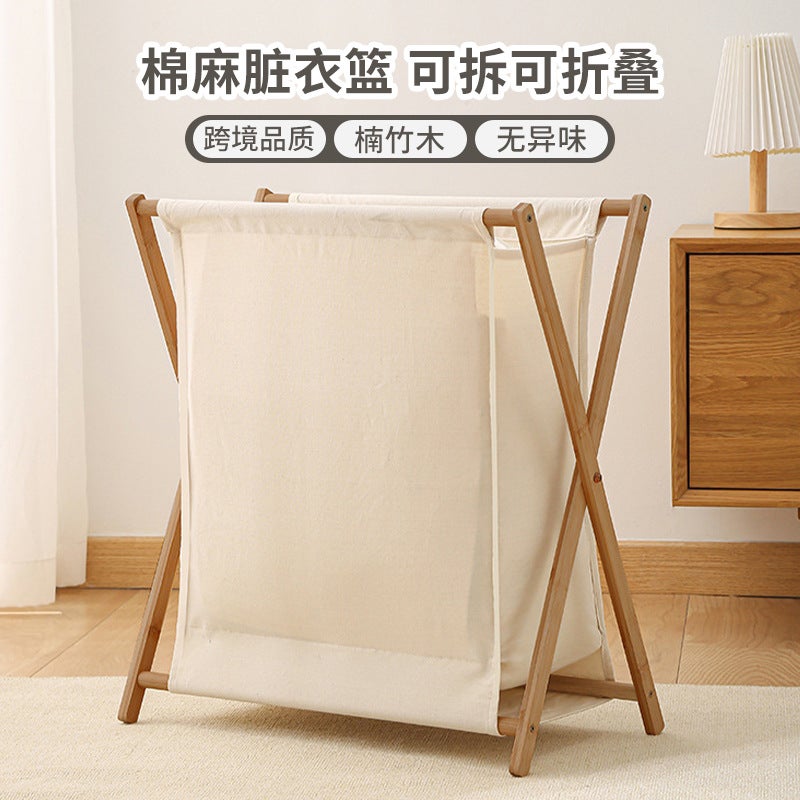Household Foldable Dirty Clothes Basket Storage Basket Clothes Storage Basket Bamboo Wooden Bathroom Dirty Clothes Basket Quality - Image 2