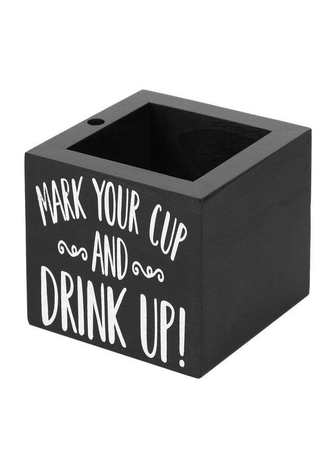 QWORK Disposable Cup Holder with Marker Slot - Solid Wood, Wooden Party Cup Holder, Drink Caddy Dispenser Organizer Drink Up Cup Holder for Kitchen, Parties, Bathrooms, Housewarming Party Decor - Image 1